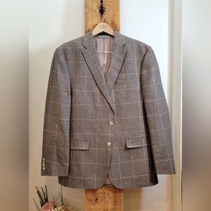 Ralph Lauren 100% Linen Plaid Checkered Blazer
